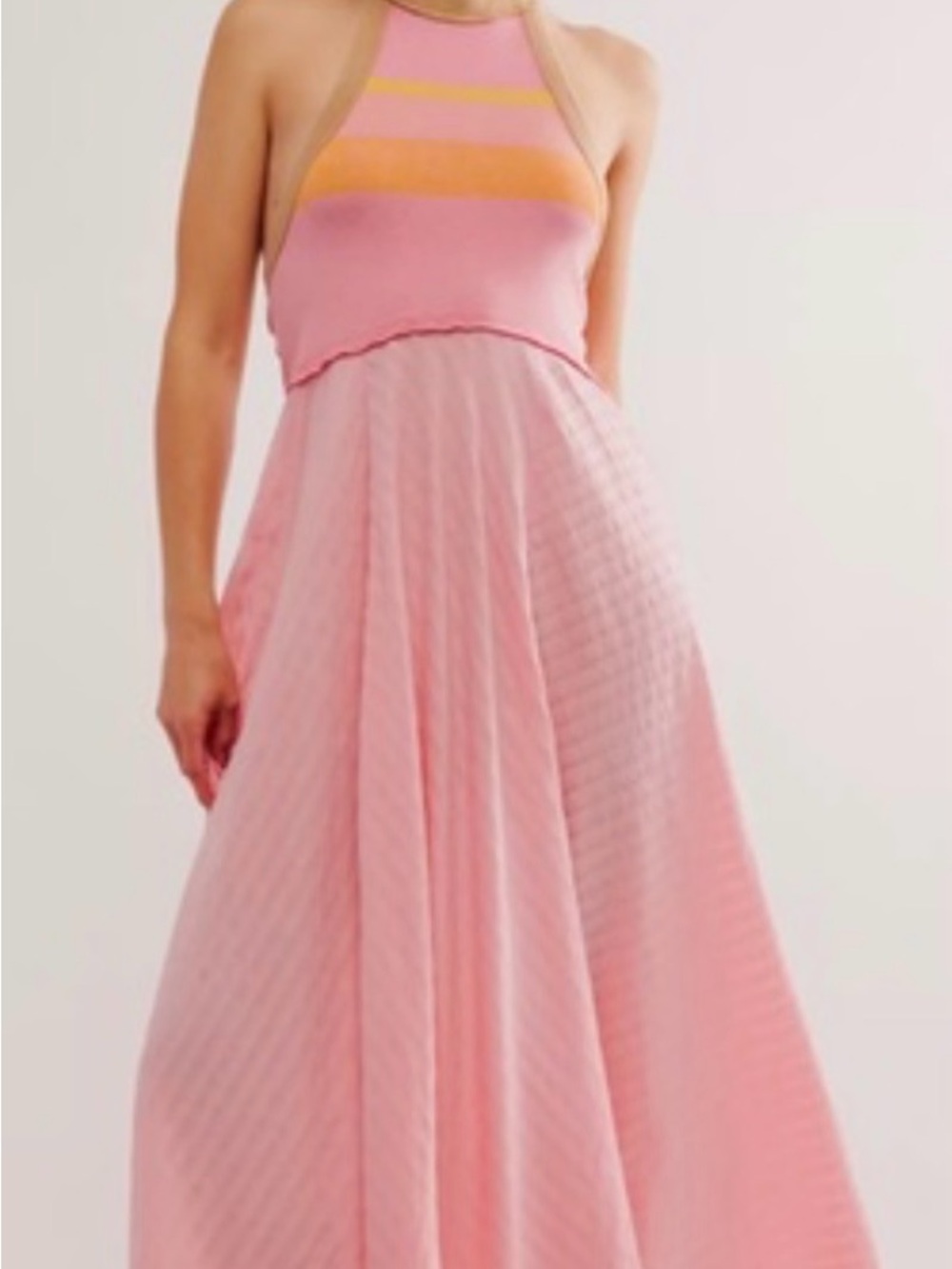 Free People Pink and Orange Halter Maxi Dress